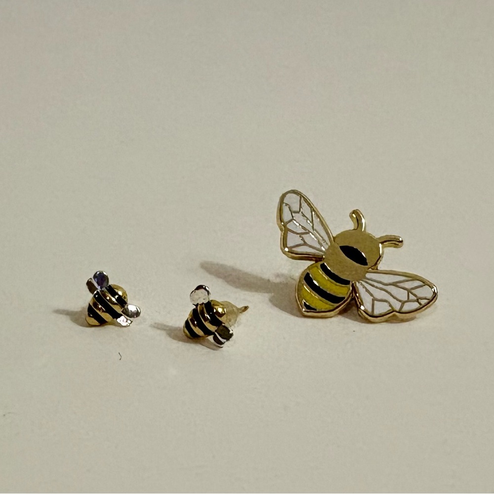 Bee Stud Earrings and Brooch Set